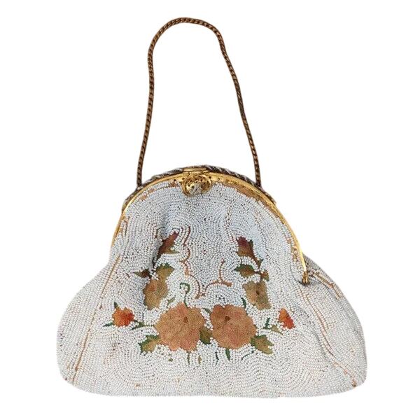 Vintage 1950s Dormar Beaded Floral Handmade Evening Clutch - Picture 1 of 8